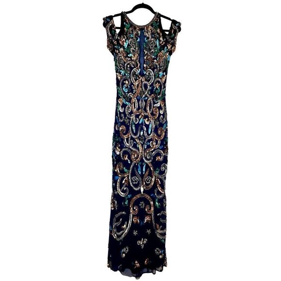 Stunning Primavera Couture Fully Sequins Beaded Cold Shoulder Evening Prom Gown - Picture 1 of 6